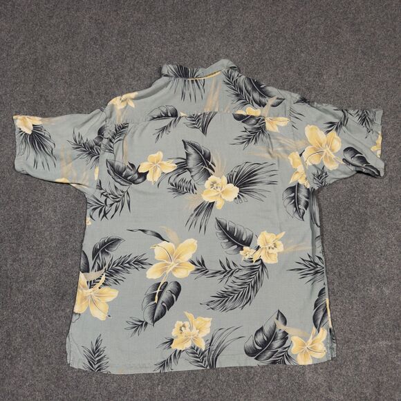 Tommy Bahama 100% Silk Aloha Hawaiian Floral Palm Button Shirt Large - Picture 3 of 5